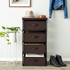 Juvale 4-Tier Closet Organizers & Storage Dresser - 16.5 in L x 13 in W x 33 in H, Dark Brown, Modern - Fabric Drawers for Bedroom Storage & Closet - Metal Frame Clothes Dresser for Narrow Spaces