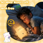 Sleepy Snoring Bear Night Light for Kids, Cute Animal Silicone Nursery Night Lamp with Snoring Sound, Breathing Bear Gifts for Birthday Xmas