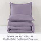 Litanika Grayish Lavender Purple Comforter Set Queen Size, 3 Pieces Lightweight Solid Bedding Comforter Set, All Season Fluffy Bed Set (90x90In Comforter & 2 Pillowcases)