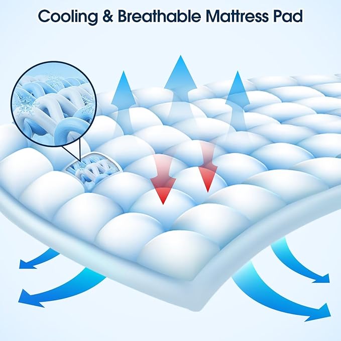 Full Size Mattress Topper, CYMULA Cooling Mattress Pad Cover PillowTop for Bed Back Pain, Futon Mattress Protector Extra Thick Firm Soft Fill Overfilled with 8-21 Inch Deep Pocket, 54"x75"White