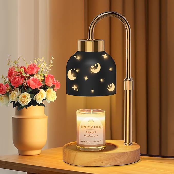 Candle Warmer Lamp with 2 Bulbs, with Dimmer Adjustable Height,Mothers Day Gifts,Vintage Home Decor,2/4/8H Timer