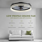 Ceiling Fans with Lights, Flush Mount Ceiling Fan with Lights and Remote, 6 Wind Speeds Smart Low Profile Ceiling Fan for Bedroom, Kids Room and Living Room 20" (Black)