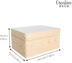 Large Plain Wooden Storage Box with Lid | 7.67x5.90x3.93in (+/-0.39in) | Hinged Lid | Unpainted Gift Box Kitchen Storage | Rough & UNSANDED Wood Keepsake Memory Craft Chest
