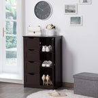 Yaheetech Wooden Bathroom Floor Cabinet, Side Storage Organizer Cabinet with 4 Drawers and 1 Cupboard, Freestanding Entryway Storage Unit Console Table, Home Decor Furniture, Brown