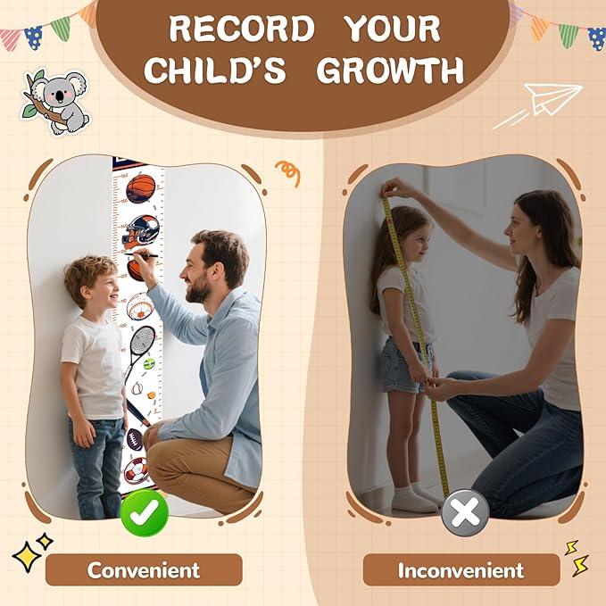Personalized Name Growth Chart for Kids, Dinosaur Canvas Child Height Measurement, Kids Measuring Chart for Wall, Kids Room Wall Decor, Removable & Waterproof Growth Chart Ruler