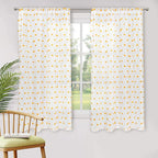MYSKY HOME Short Curtains for Bedroom 54 Inches Long Burnt Orange Pom Pom White Sheer Curtains Kitchen Bathroom Nursery Boys Kids Room Rod Pocket 2 Pieces Small Window 52" x 54"