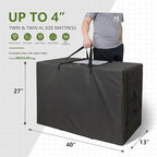 Cuddly Nest Folding Mattress Storage Bag - Heavy Duty Carry Case for Tri-Fold Guest Bed (Fits 4" Twin & Twin XL Mattress,Black)