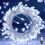 Firecracker Fairy Lights Plug in, 50Feet 1000 LEDs Cluster String Lights Waterproof Silver Wire Starry Firefly Lights for DIY Home Weeding Indoor Outdoor Christmas Tree Decorations, Pure White