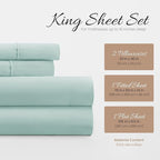 Linen Market Brushed Microfiber King Sheet Set 4 Piece – Oeko-TEX Certified Ultra Soft & Wrinkle-Free - 16" Deep Pocket Sheets - Easy Care King Size - Aqua