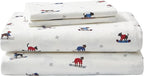 Eddie Bauer - Flannel Sheets Queen Size, Anti-Pilling & Wrinkle Resistant Cotton, Touchably Soft for All-Season Comfort - Bed Sheets with Matching Pillowcases & Fitted Sheet (Ski Patrol White)