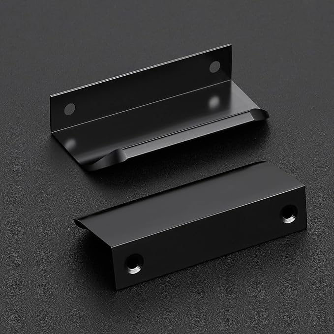 Ravinte Hardware 12 Pack Black Cabinet Handles, 3.15 Inch (80mm) Finger Edge Pulls, 2-1/2 Inch Hole Center, Finger Pulls for Cabinets