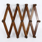AMAPON Accordion Style Expandable Wall Wooden Coat Rack 13 Hooks (Pegs) Hang Hats Jackets Coffee Mug Purses Necklaces Towels Cap Leash Scarves Data Line Kitchenware (Walnut 2 Pack)