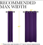 NICETOWN Thermal Insulated Blackout Draperies Curtains, Triple Weave Home Decoration Solid Ring Top Blackout Drape Panels for Bedroom (Set of 2, 29 x 45 Inch, Royal Purple)