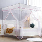 Canopy Bed Curtains Queen- 4 Corner Post Canopy for Bed, Bed Canopy for Adults, Bedroom Decor (Queen Size, White)