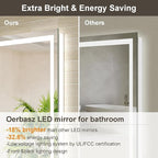 72x36 Large LED Bathroom Mirror with Lights, Brighter Backlit + Front Lit, Tempered Glass, Dimmable, Multiple Light Modes, Anti-Fog Lighted Bathroom Vanity Mirror for Wall, Memory Function