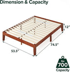 ZINUS Wen Wood Platform Bed Frame, Solid Wood Foundation, Wood Slat Support, No Box Spring Needed, Easy Assembly, Cherry, Full