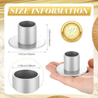 24 Pcs Silver Taper Candle Holders Bulk for Pillar Candles Metal Short Candlestick Holder Silver Centerpieces Decoration for Christmas Thanksgiving Anniversary Dinner Party