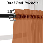 OVZME Sheer Orange Curtains 84 inch Length 2 Panels Set, Airy Soft-Touching Rod Pocket Voile Drapes for Living Room/Bedroom, Each 42" W x 84" L