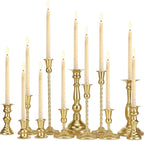 12 Pcs Candlestick Holders Gold Metal Taper Candle Holders Decorative Vintage Modern Table Centerpiece Decorations for Wedding Christmas Anniversary Dinner Party(Gold,Retro Style)