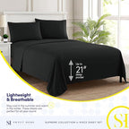King Size Sheets - Breathable Luxury Bed Sheets with Full Elastic & Secure Corner Straps Built In - 1800 Supreme Collection Extra Soft Deep Pocket Bedding, Sheet Set, EXTRA DEEP pocket - King, Black