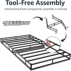 Amazon Basics Smart Box Spring Bed Base, 9-Inch Height Mattress Foundation, Tool-Free Easy Assembly, Full, 74"L x 53"W x 9"H, White