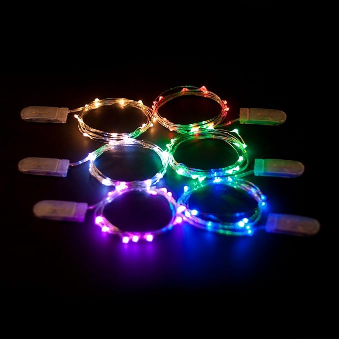 2 Sets 20 LEDs Green Color String Lights Silver Wire Indoor and Outdoor 6.5 Feet Firefly Starry Fairy Lights Battery Powered for DIY, Christmas, Holidays, Party, Bedroom and Centerpieces
