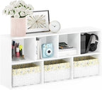 Furinno LUDER Book Shelf, 7-Cube Bookshelf, Bookcase, 9.4" x 19.5" x 41.7", for Living Room, Bedroom, Home Office, White