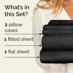 Twin 4 Piece Sheet Set - Comfy Breathable & Cooling - Ultra Soft Hotel Luxury Bedding Set with 8-16 Inch Deep Pockets - 1 Flat & 1 Fitted Sheet & 2 Pillowcases - Cozy, Wrinkle Free & Easy Care - Black