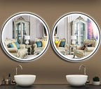 40" LED Mirror, Wall Mount, Round, Black Frame, 3 Color Lights, Anti-Fog, Adjustable Brightness, Modern Home Decor