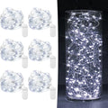 6 Pack Fairy Lights Battery Operated 7ft 20 LED Mini String Lights Twinkle Lights Silver Wire Firefly Starry Lights for Mason Jars Wedding Party Christmas Centerpiece Table Decorations, Cool White