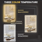 LOAAO 20"x30" LED Mirror for Bathroom, Lighted Bathroom Mirror with Lights, Anti-Fog, Dimmable, Memory Function, Easy to Install, Clear Reflection