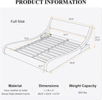 SHA CERLIN Modern Low Profile Platform Bed Frame Full Size, Stylish Faux Leather Upholstered Sleigh Bed with Adjustable Headboard, No Box Spring Needed, Glossy Black