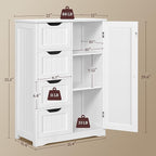 Yaheetech Wooden Floor Cabinet, Side Storage Organizer with 4 Drawers and 1 Cupboard, Freestanding Entryway Storage Unit Console Table, Bathroom Furniture Home Decor, White