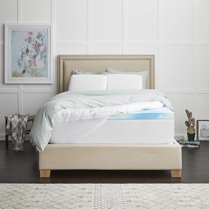 4" SealyChill™ Gel + Comfort Memory Foam Mattress Topper with Pillowtop Washable Allergen Resistant Cover, Queen (F02-00161-QN0), White