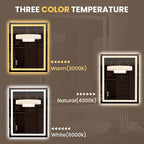 LOAAO 27.6"x35.4" LED Mirror for Bathroom, Lighted Bathroom Mirror with Lights, Anti-Fog, Dimmable, Memory Function, Easy to Install, Clear Reflection