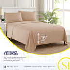 King Size Sheets - Breathable Luxury Bed Sheets with Full Elastic & Secure Corner Straps Built In - 1800 Supreme Collection Extra Soft Deep Pocket Bedding Set, Sheet Set, King, Taupe