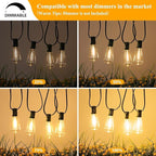 Brightever LED Outdoor String Lights 100FT with 52 Shatterproof ST38 Vintage Edison Bulbs, Outside Hanging Lights Waterproof for Patio, Porch, Deck, Garden, Backyard, Balcony, Green Wire