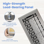 4x10 Inches 6 Pack Heavy Duty Walkable Floor Register - Easy Adjust Air Supply Lever Decorative Floor Vent Covers, Boston Design Vent Covers for Home - Satin Nickel