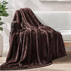 Exclusivo Mezcla Plush Fuzzy Fleece Throw Blanket Extra Large, Super Soft, Fluffy and Warm Blankets for Couch, Bed, Suitable for All Seasons (50x70 Inches, Coffee)