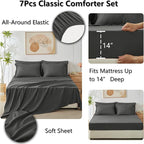 CozyLux Queen Comforter Set Dark Grey - Bed in a Bag Queen Size 7 Pieces, Luxury Soft Bed Set for All Seasons, Bedding Set with Down Alternative Comforter, Sheets, Pillowcases & Shams