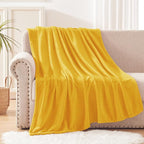 Exclusivo Mezcla Extra Large Fleece Throw Blanket for Couch, Sofa, 300GSM Super Soft and Warm Blankets, Mustard Yellow Throw All Season Use, Cozy, Plush, Lightweight, 50x70 Inches