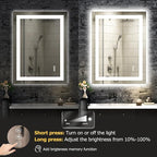 24X32 LED Bathroom Mirror with Lights, Anti-Fog, Dimmable, Backlit + Front Lit, Smart Bathroom Vanity Mirror, Memory Function, Shatterproof, Tempered Glass (Horizontal/Vertical)