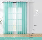 Treatmentex Pompom Sheer Window Curtains for Bedroom Aqua-Blue 95inches Length Decorative Sheer Window Drapes for Wedding Party Ceremony 52" W x 2 Panels Rod Pocket