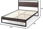 ZINUS Suzanne 44 Inch Bamboo and Metal Platform Bed Frame, Solid Steel Construction, No Box Spring Needed, Wood Slat Support, Easy Assembly, Grey Wash, King