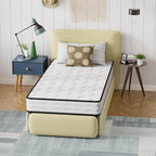 PayLessHere | 8 Inch Twin Mattress | Medium Firm Hybrid Mattress | White | with High-Density Foam and Breathable Cover | Pocket Spring Design, Pressure Relief | Bed in a Box, CertiPUR-US Certified