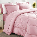 CozyLux Full Size Comforter Sets Pink - 7 Pieces Bed in a Bag Full, Luxury Soft Bed Set for All Seasons, Bedding Set with Down Alternative Comforter, Sheets, Pillowcases & Shams