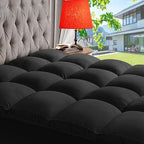 ABENE Mattress Topper Queen for Back Pain Relief, Extra Thick Mattress Pad Pillowtop, Soft Mattress Protector Cover with 8"-21" Deep Pocket, Overfilled Down Alternative Filling (Black, Queen)