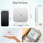 FASCINATE 20X Magnification Rechargeable Travel Makeup Mirror, 7" Lighted Portable Vanity Mirror with 3 Colors Lighting & Stepless Dimming, Double Sided LED Mirror, Gift for Women (White)