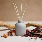 Craft & Kin Christmas Reed Diffuser for Home & Bathroom – Rose & Oud Holiday Reed Diffuser Set with Fragrance Sticks, Long-Lasting Alcohol-Free Scent, Earthenware Collection, 6.7oz