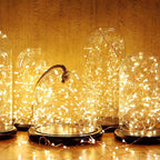 Twinkle Star 33ft 100LED Copper Wire String Lights Fairy String Lights 8 Modes USB Powered with Remote Control for Wedding Party Home Christmas Decoration, Warm White